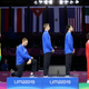 Gold medalist Race Imboden of United States takes a knee during the National Anthem Ceremony in the podium of Fencing Men’s Foil Team Gold Medal Match Match on Day 14 of Lima 2019 Pan American Games at Fencing Pavilion of Lima Convention Center on August 09, 2019 in Lima, Peru.